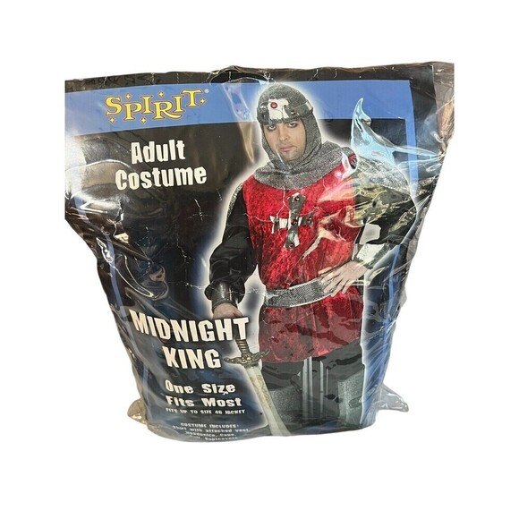 SPIRIT HALLOWEEN Midnight king ADULT SIZE COSTUME ONE SIZE: 42-46 With Sword - Picture 2 of 4